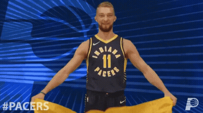 Indiana Pacers Player Holding Yellow Flag GIF