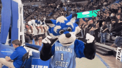 Indiana State Basketball Mascot In Front Of Crowd GIF