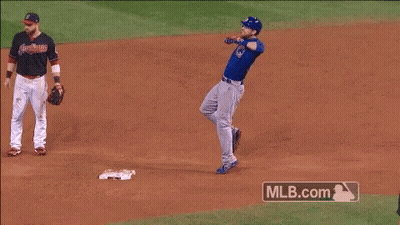 Indians Baseball Player Kneeling On Base GIF