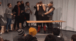 Indie Wrestler Chokeslam To Table GIF