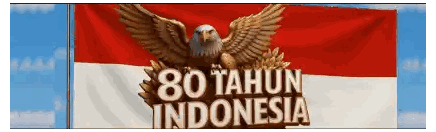 Indonesian Flag With Eagle And 80 Tahun Sticker