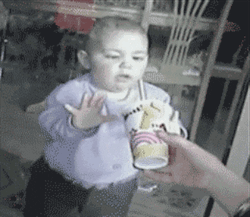 Infant Window Licker Trying To Sip Juice GIF