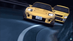 Initial D Speeding Yellow Cars