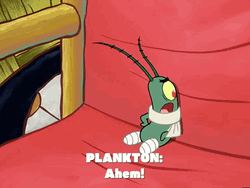 Injured Plankton With Bandages GIF