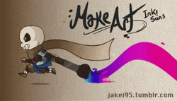 Ink Sans Make Art With Colorful Paint Brush GIF