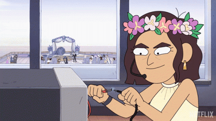Inside Job Reagan Ridley Floral Headdress GIF