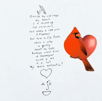 Inside My Rib Cage My Heart Is Throbbing Red Cardinal And When I See You It Flutters And Tries To Fly Free GIF