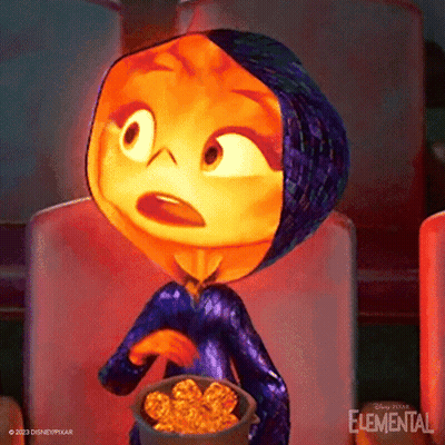 Inside Out Character Holding Bowl Of Popcorn GIF