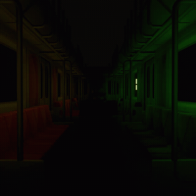 Inside Subway Car With Green Lights GIF