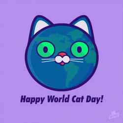 International Cat Day Feline Head As Earth GIF