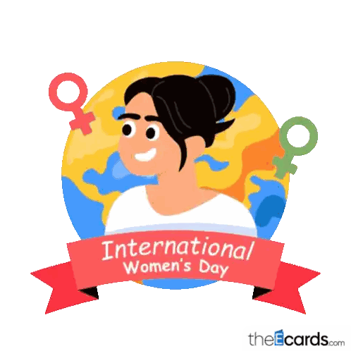 International Women's Day Poster With Woman And Globe Sticker