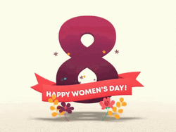 International Women's Day Written Under Big Number 8 GIF