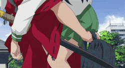 Inuyasha Carry Kagome In Her Back GIF