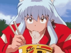 Inuyasha Eating Ramen Noodle With Kagome GIF