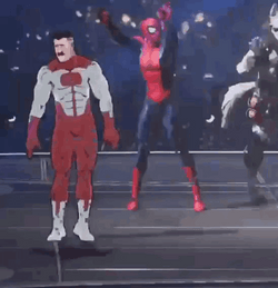 Invincible Grooving With Spider Man GIF