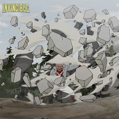 Invincible Poster Man Destroyed By Rocks GIF