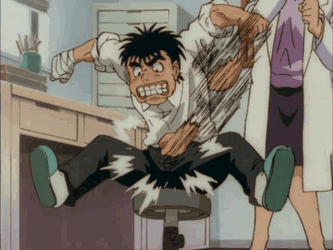 Ippo Makunouchi Hialrious Punching Chair GIF