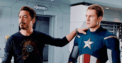 Iron Man And Captain America Standing Together GIF