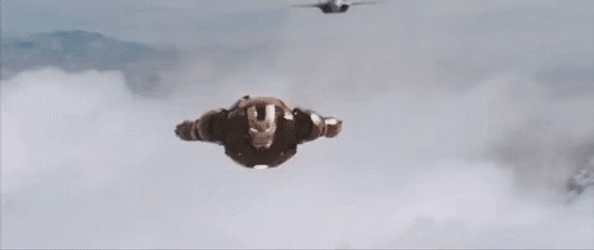 Iron Man Flying With Two F22 Raptor GIF