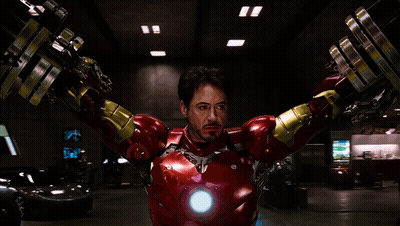 Iron Man Helmet Close Up Lights On GIF