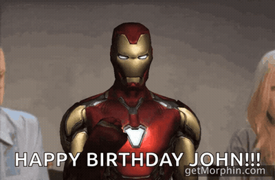 Iron Man Saying Happy Birthday John GIF