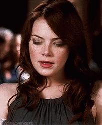 Irritated Emma Stone Taking Deep Breaths GIF