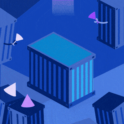 Isometric Cage With Purple Light GIF