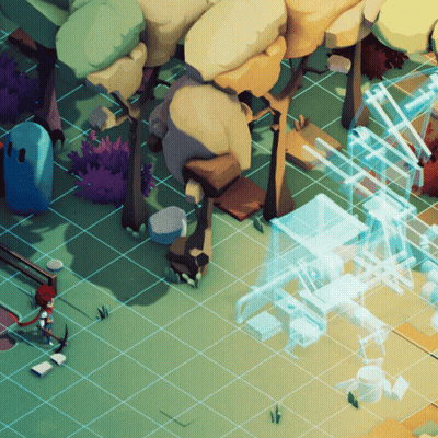 Isometric Landscape With Trees And Blue Object GIF