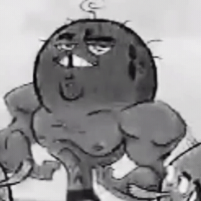 It Is A Black And White Drawing Of A Cartoon Character With Muscles . GIF
