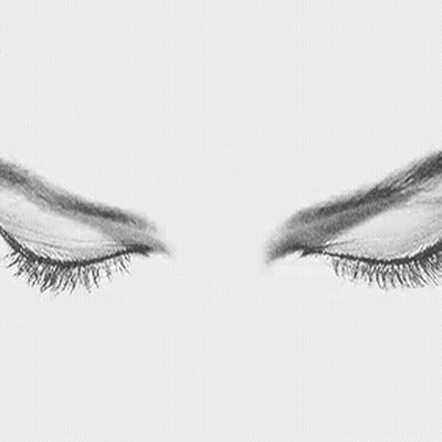 It Is A Black And White Drawing Of A Woman 'S Eyes And Eyebrows . GIF