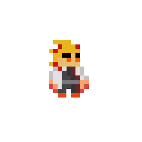 It Looks Like A Pixel Art Of A Person With A Fire Coming Out Of Their Head . Sticker