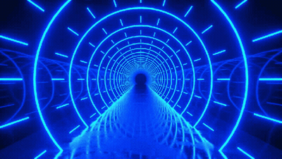 It Looks Like A Tunnel With A Clock On The Wall . GIF