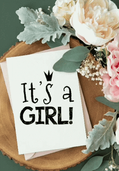 It's A Girl Greeting Card GIF