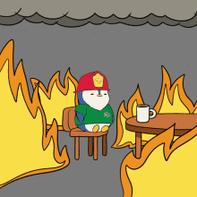 It's Fine Penguin On Burning House GIF