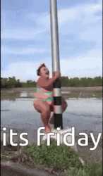 It's Friday Chubby Lady Climbing Post GIF