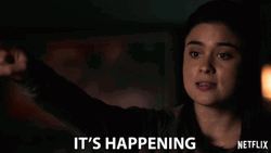 It's Happening Devery Jacobs Pointing Look GIF