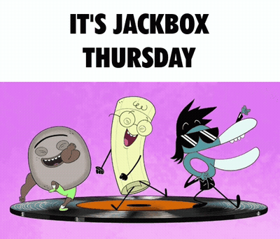 It's Jackbox Thursday Poster With Cartoon Characters GIF