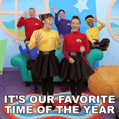 It's Our Favorite Time Of The Year Poster With Dancing People GIF