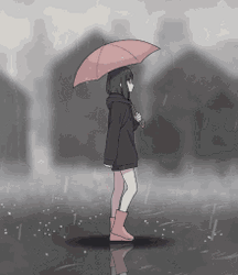 It's Raining Aesthetic Cute Anime Girl Walking GIF 