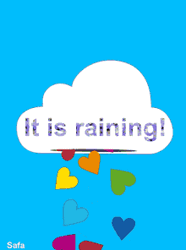 It's Raining Cute Colorful Cloud Hearts  GIF