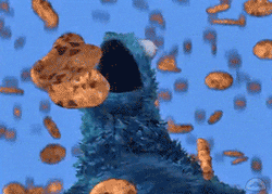 It's Raining Famous Amos Cookie On Cookie Monster GIF