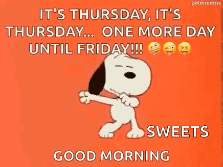 It 'S Thursday , It 'S Thursday ... One More Day Until Friday !!! Sweets Good Morning ! GIF