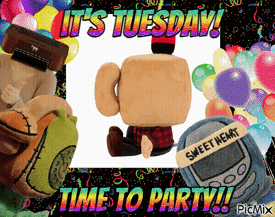 It's Tuesday Time To Party Stuffed Animals GIF