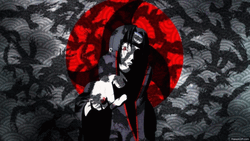 Itachi Sharingan Mangekyo Spin Raven Fan Made GIF