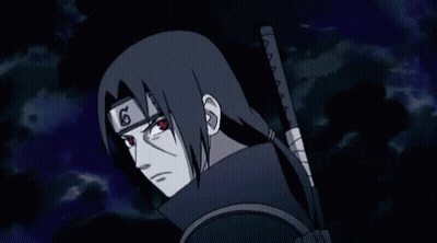 Itachi Uchiha From Naruto Is Holding A Sword And Wearing A Headband . GIF