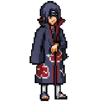 Itachi Uchiha Pixel Art In Hooded Cloak Sticker