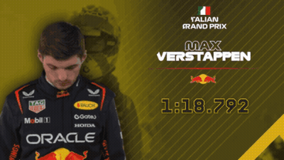 Italian Grand Prix Poster With Man In Red Bull Outfit GIF
