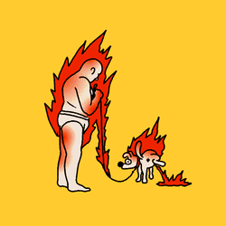 Its Hot Global Warming Burning Man And Dog GIF