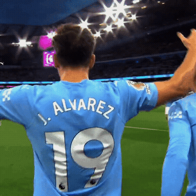 J. Alvarez Blue Jersey Number 19 GIF