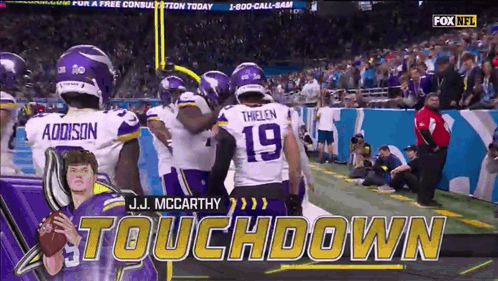 J.j. Mccarthy Is Playing For The Minnesota Vikings In A Touchdown GIF